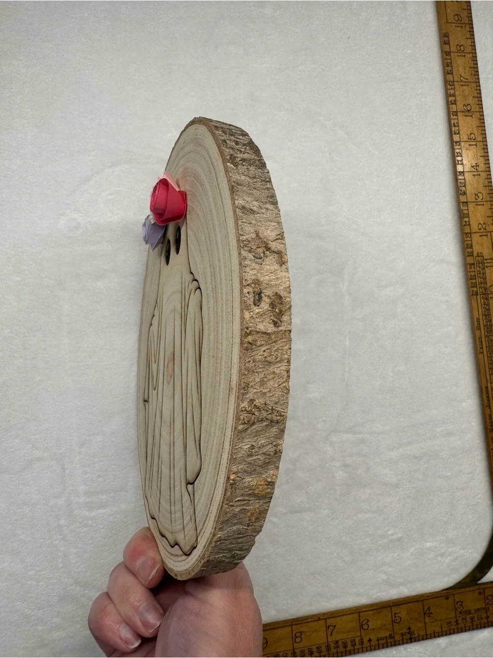 Handcrafted Floral Ghost Wood Slice Halloween Wall Decor